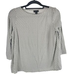 J.Jill Wearever Collection Long Sleeve Top SP‎ Womens Black White Herringbone